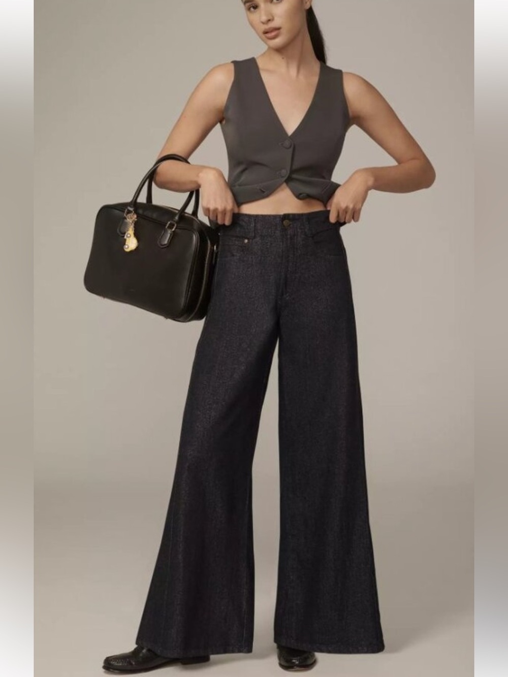 The Adi Mid-Rise Relaxed Flare Pants by Pilcro: Sparkle Edition size 28 - Picture 3 of 15